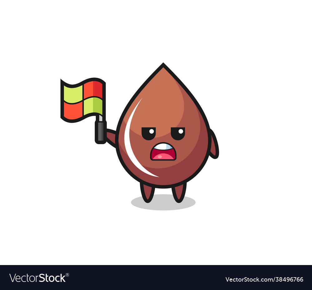 Chocolate drop character as line judge putting vector image Chocolate drop character as line judge putting