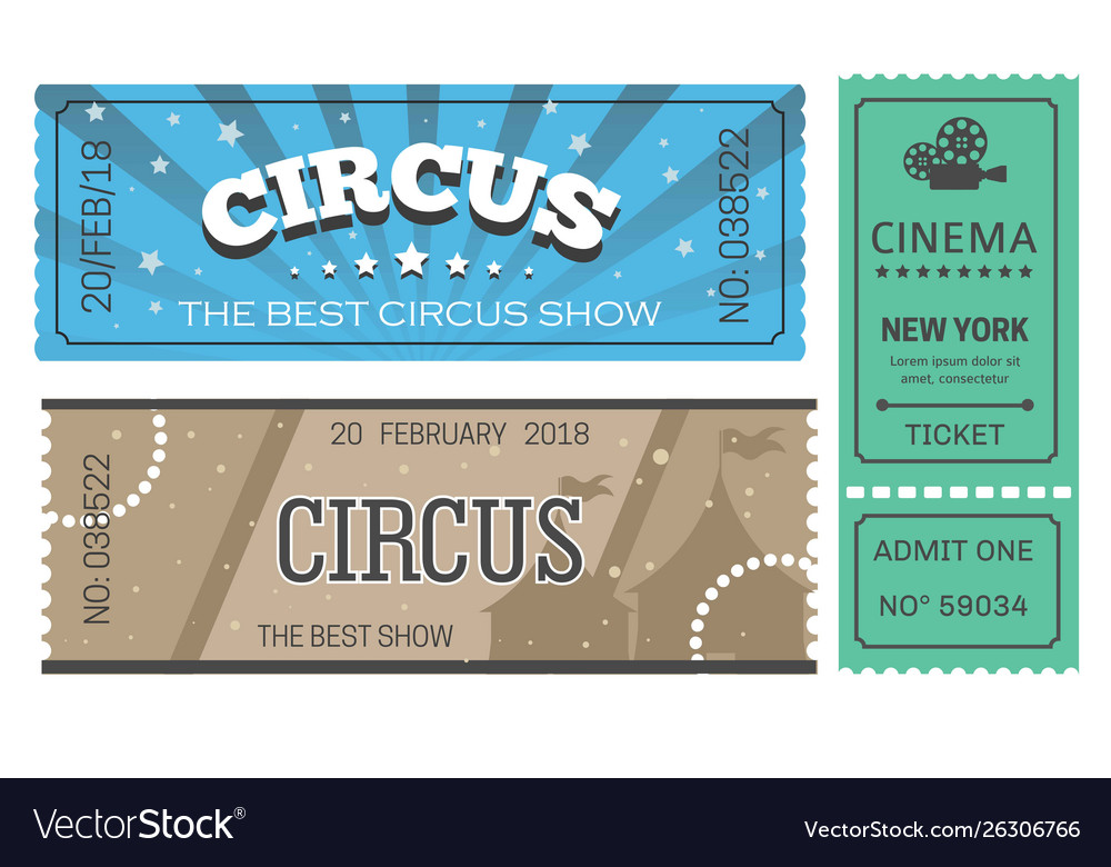 Circus and cinema tickets admission or paper pass