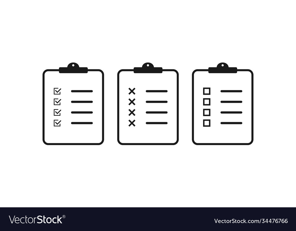 Clipboard with checkmark cross and empty box vector image Clipboard with checkmark cross and empty box