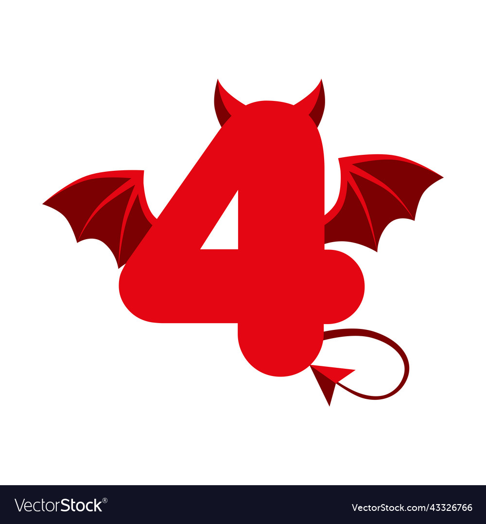 Devil red 4 number with wings for ui games