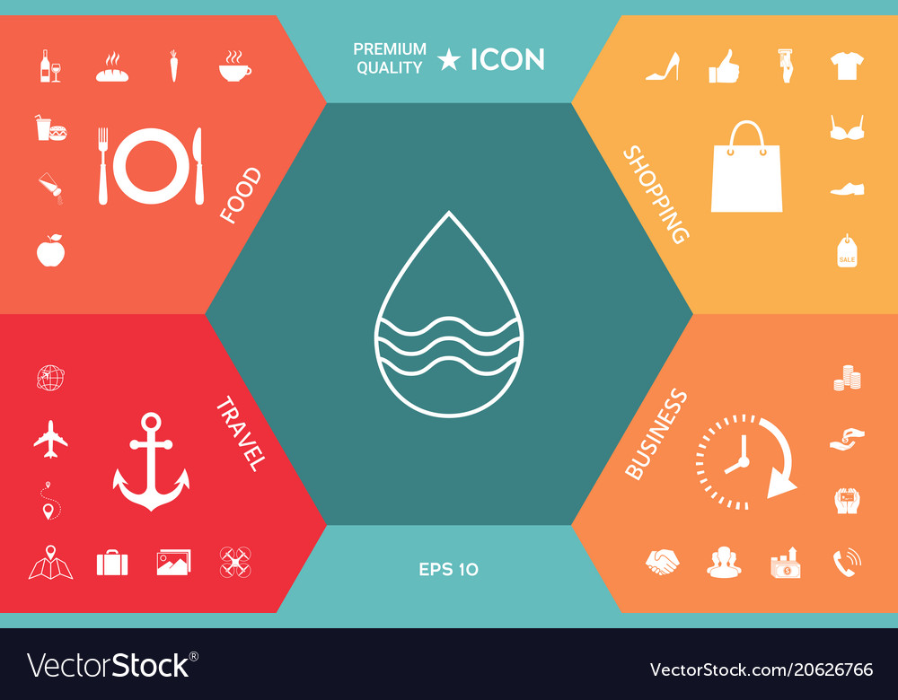 Drop line icon with waves