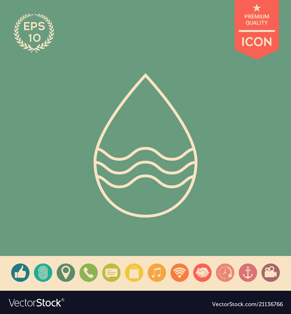 Drop line icon with waves