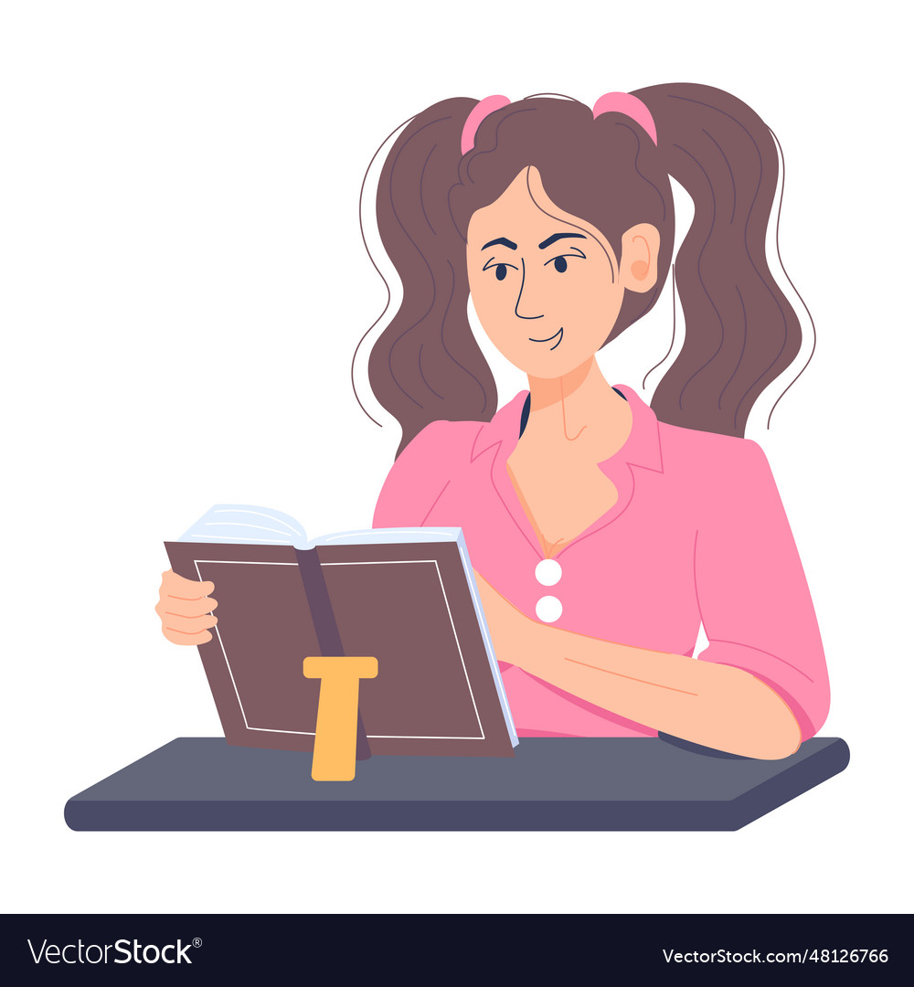 Female reading Royalty Free Vector Image - VectorStock