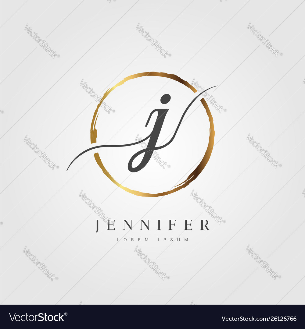 Gold Elegant Initial Letter Type J Royalty Free Vector Image