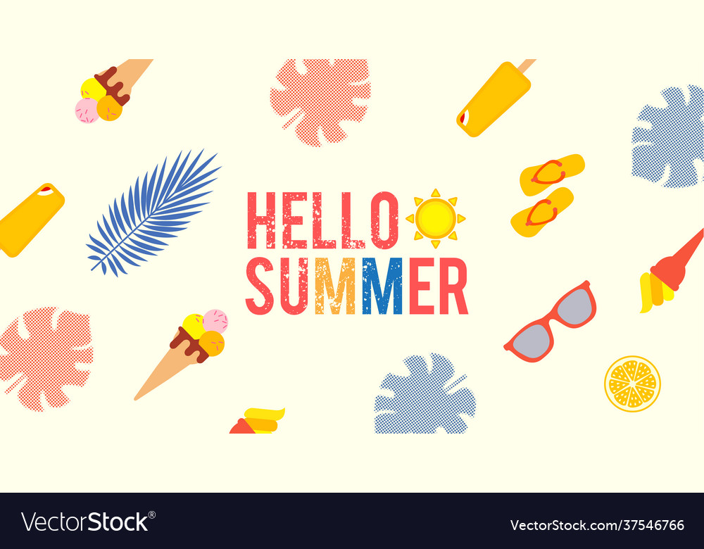 Hello summer season poster template with silk Vector Image