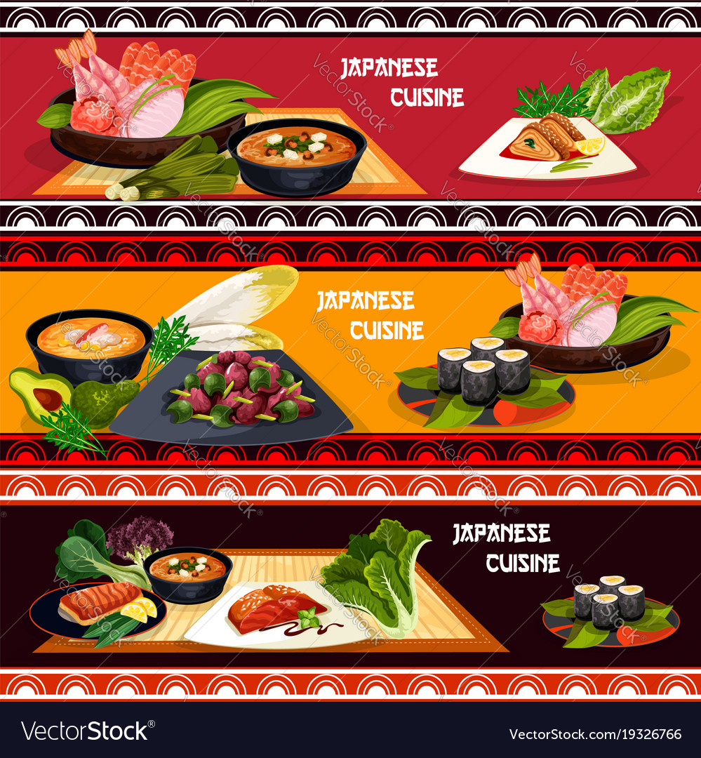 Japanese Cuisine Restaurant Banner Of Seafood Dish