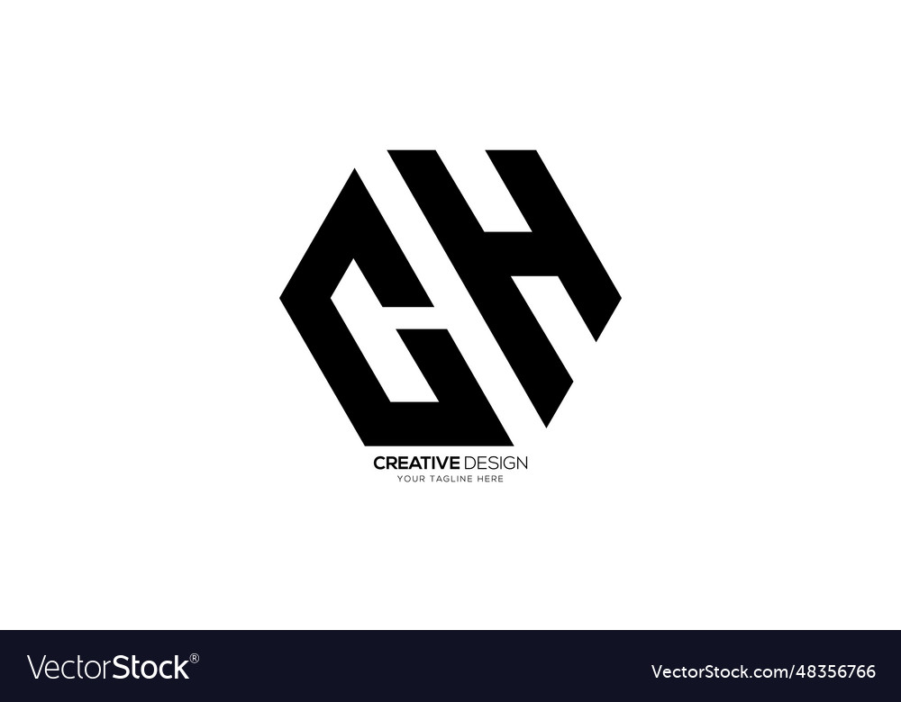 Letter ch with modern hexagonal shape abstract
