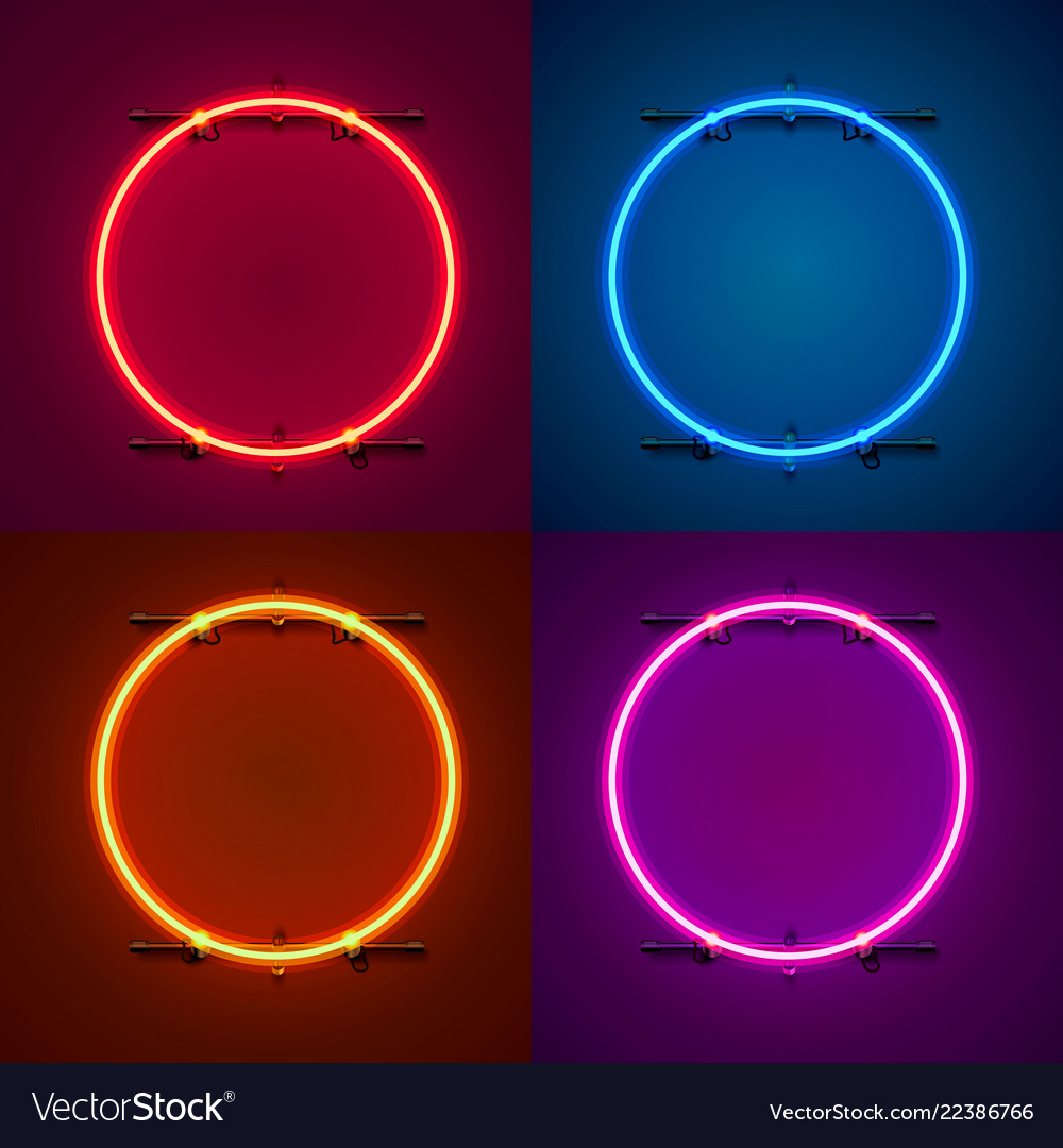 Neon frame sign in the shape of a circle