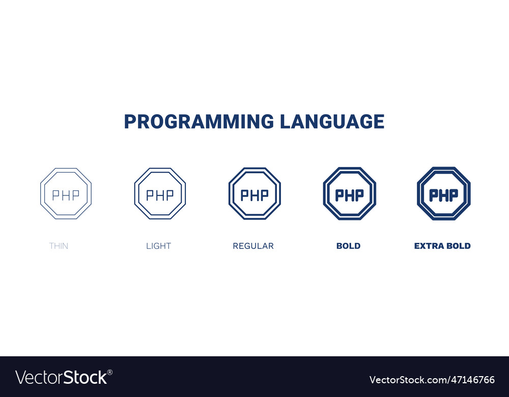 Programming language icon thin light regular bold vector image Programming language icon thin light regular bold