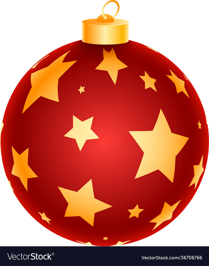 Red and golden bauble element in 3d