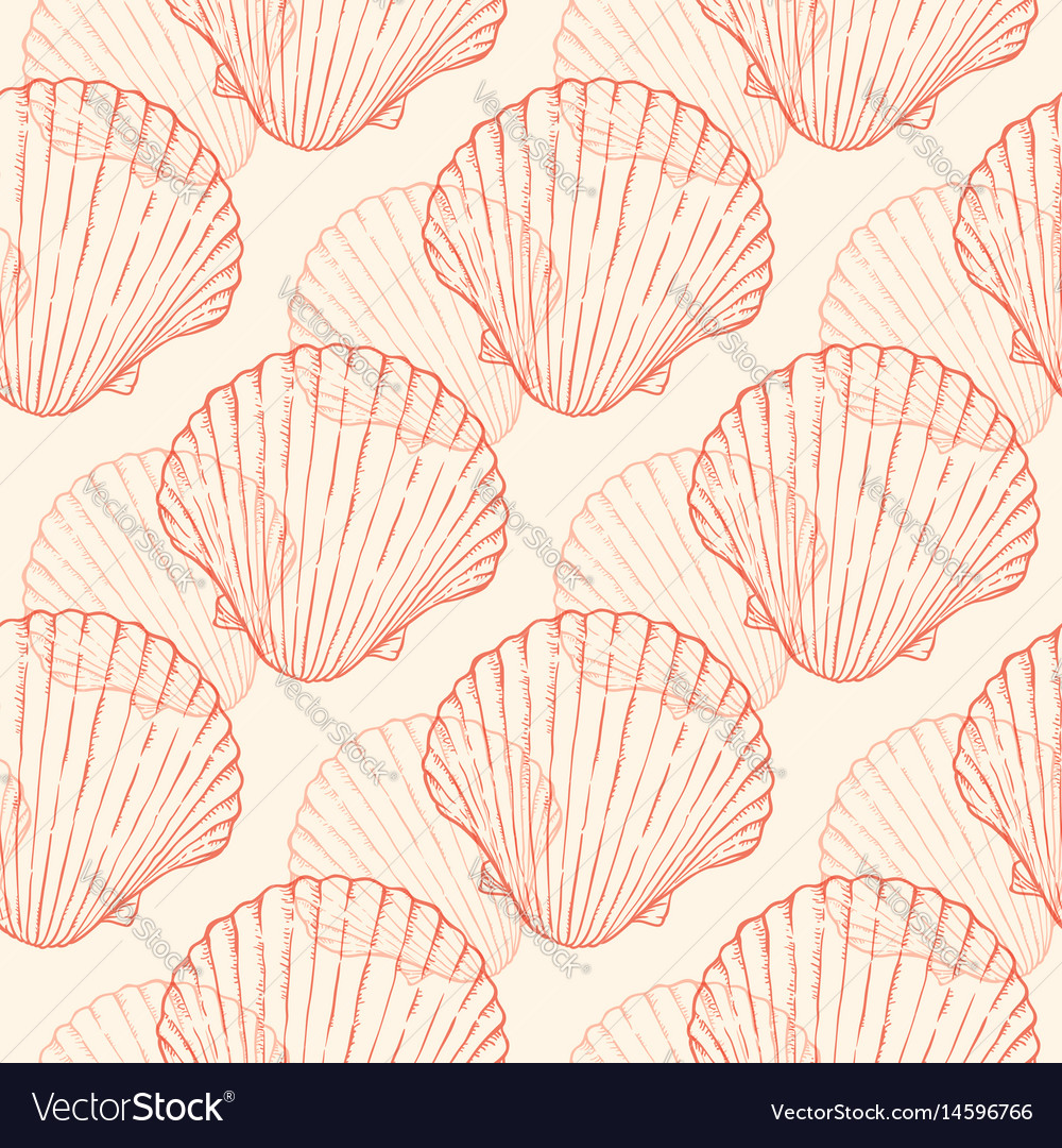 Seamless pattern with sea shells