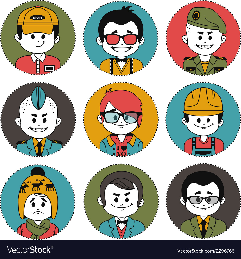 Set icons with characters different professions