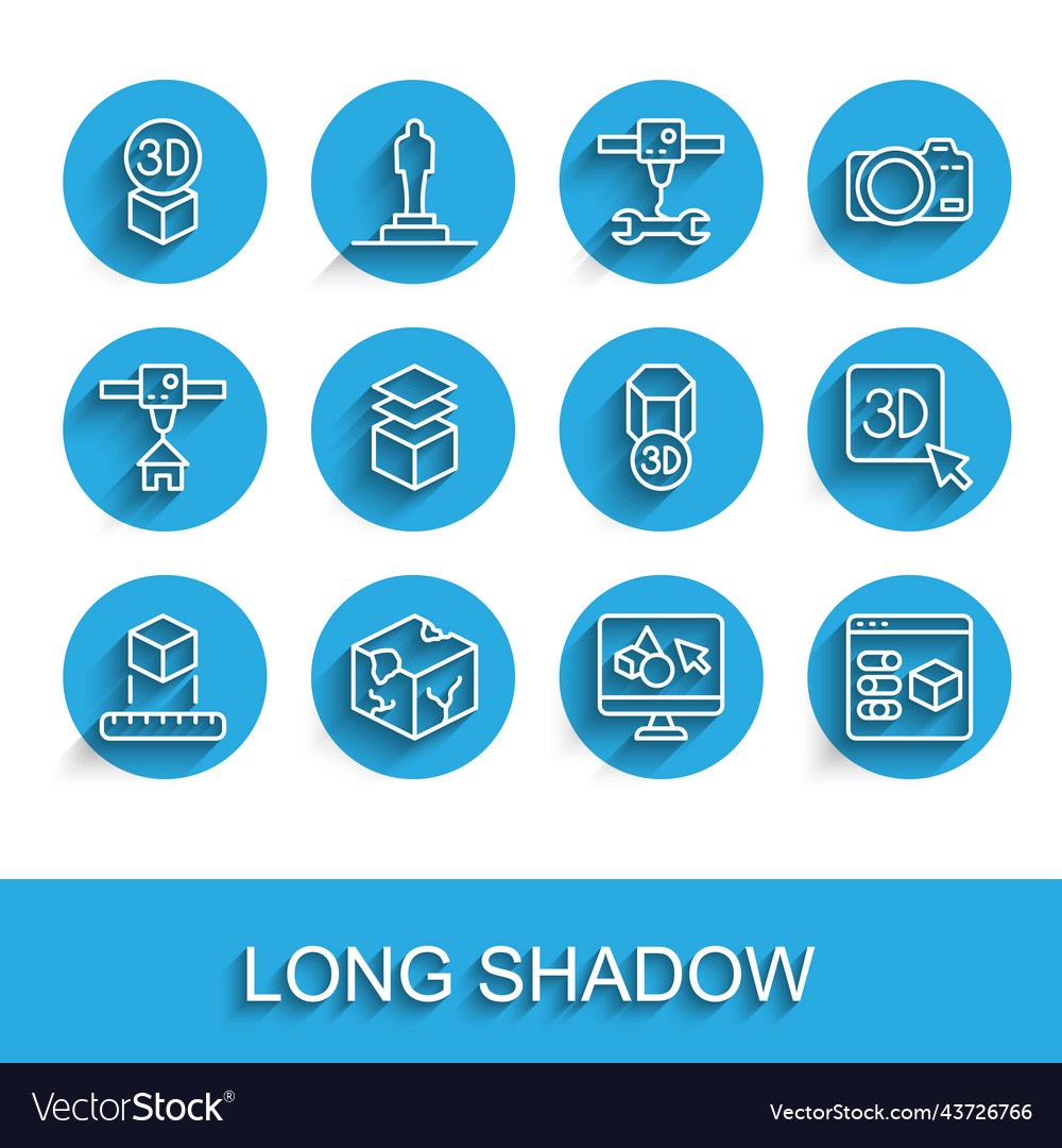 Set line isometric cube 3d printer software vector image Set line isometric cube 3d printer software