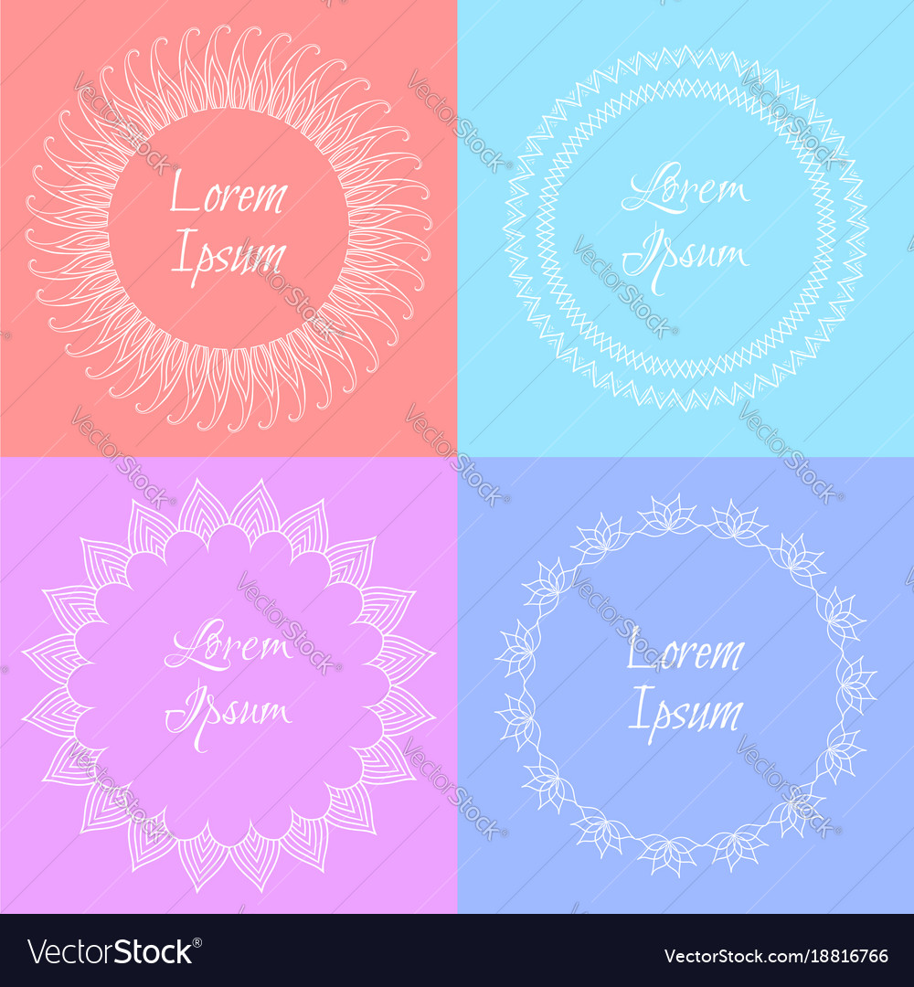 Set of tender doodle frames with a boho pattern