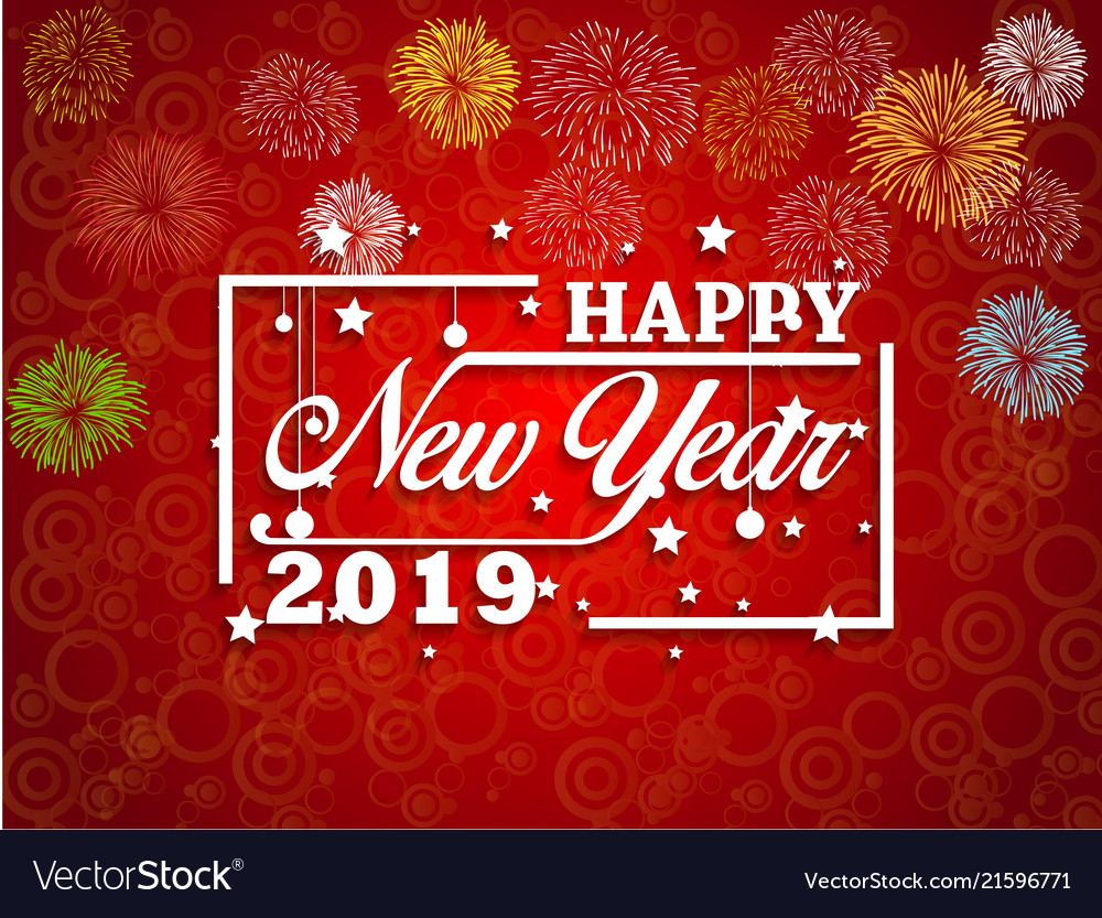 2019 happy new year greeting card with colorful vector image