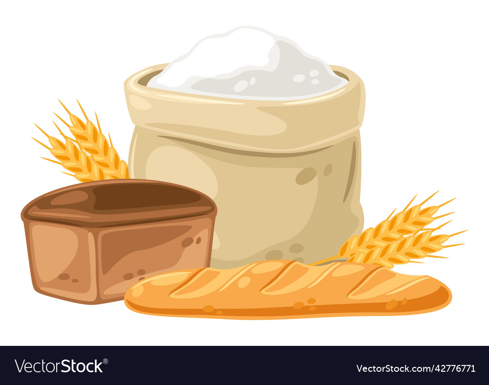 Background with bread and all for baking image vector image Background with bread and all for baking image