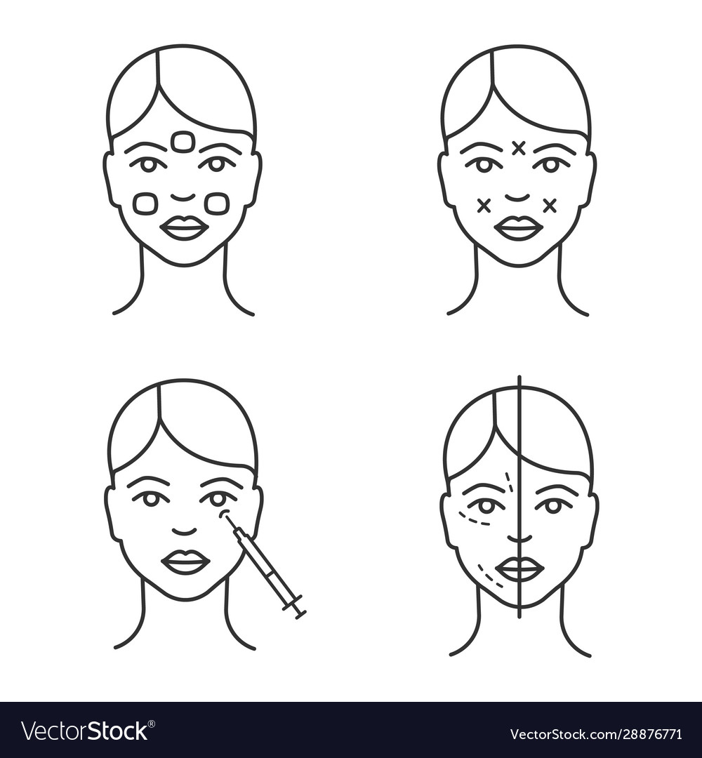 Botox injection linear icons set vector image Botox injection linear icons set