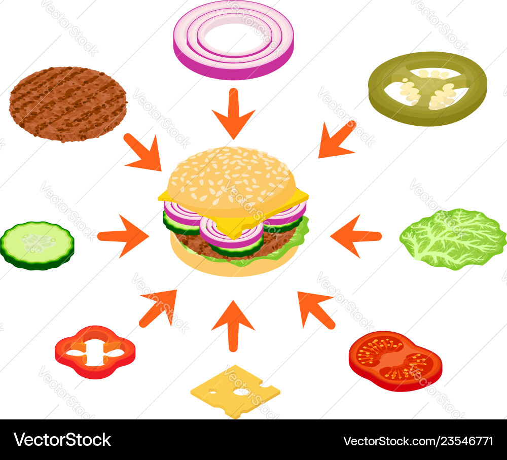 Burger Concept Banner Cartoon Style Royalty Free Vector