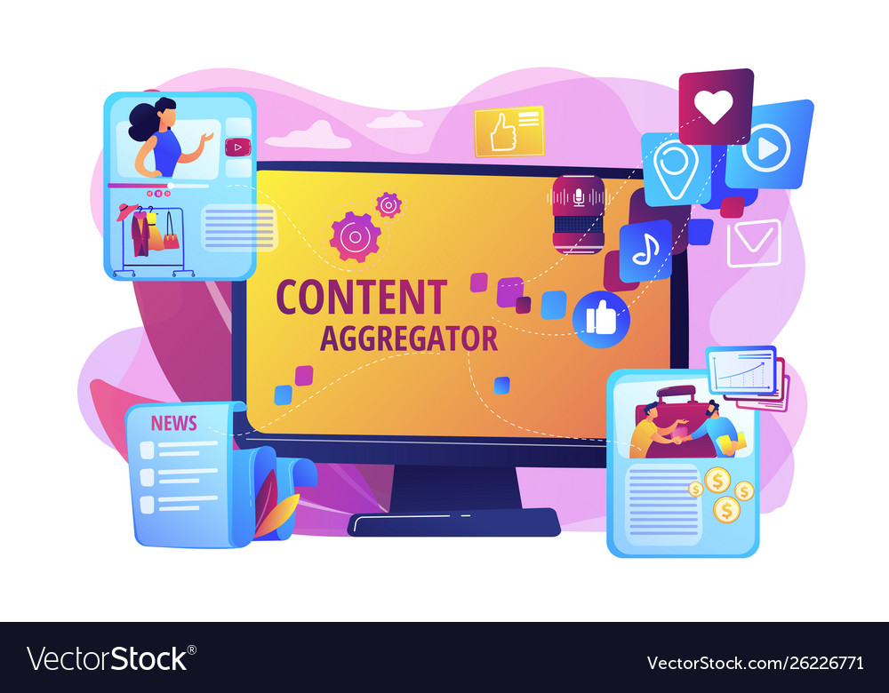 Content aggregator concept vector image Content aggregator concept