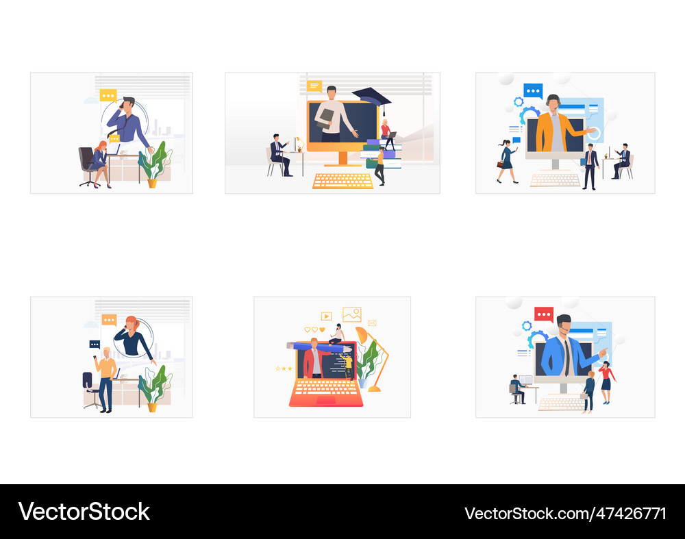 Help Guide Vector Customer help set Royalty Free Vector Image - VectorStock