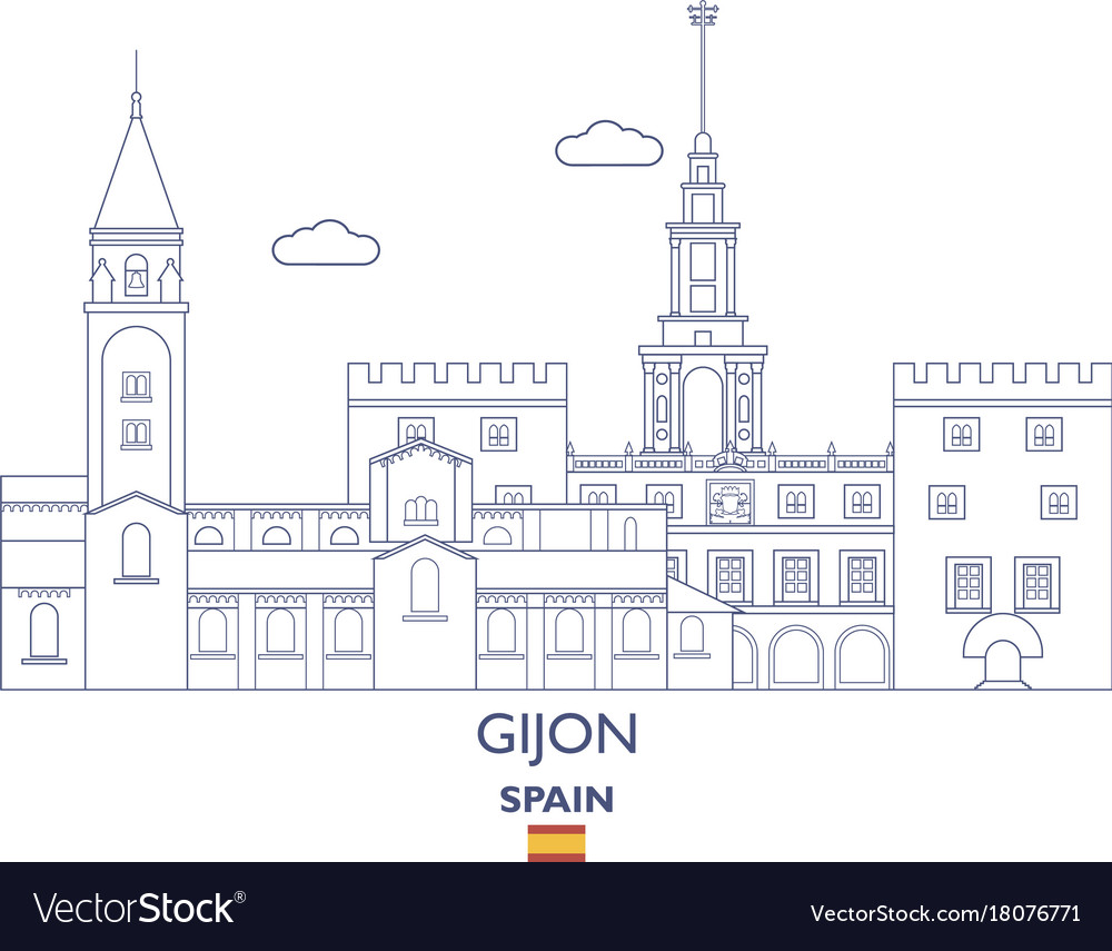 Gijon City Skyline Royalty Free Vector Image - Vectorstock