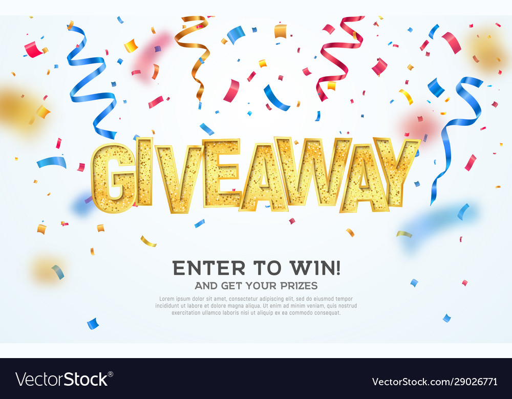 Giveaway golden word celebration winning Vector Image