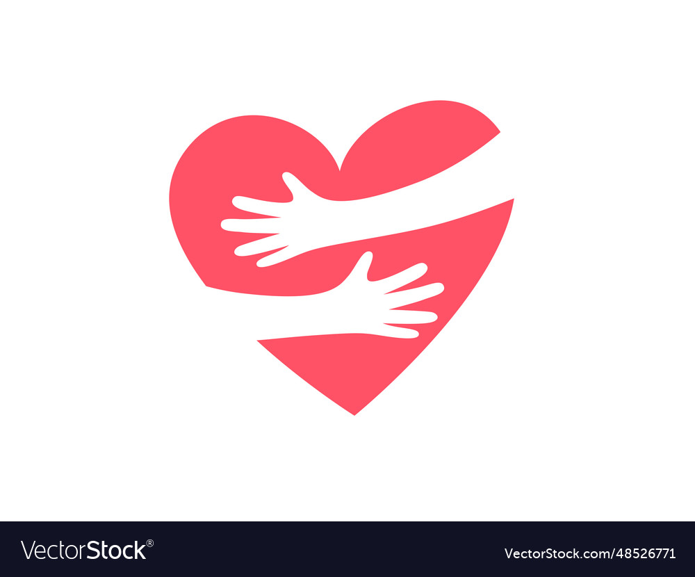 Hands hugging heart empathy heart love charity Vector Image