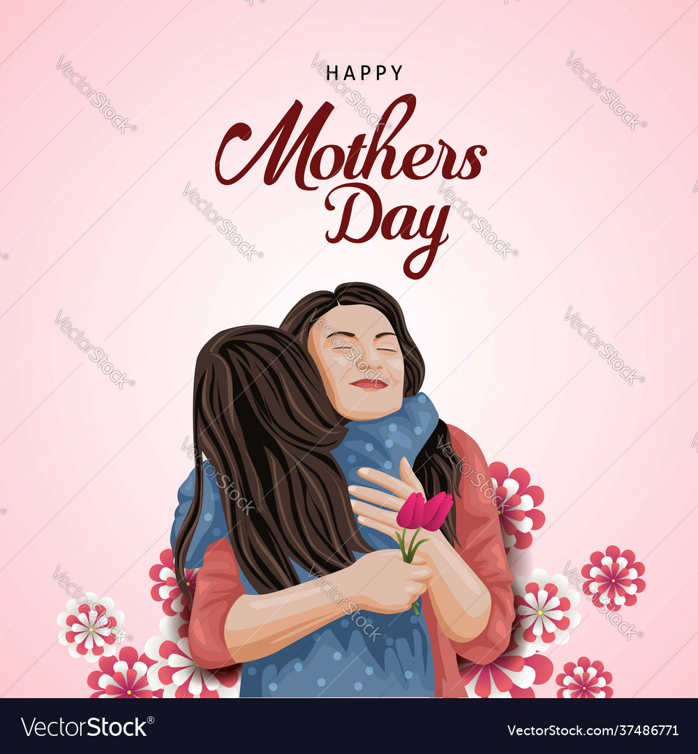 Happy Mothers Day Greeting Mother And Daughter Vector Image