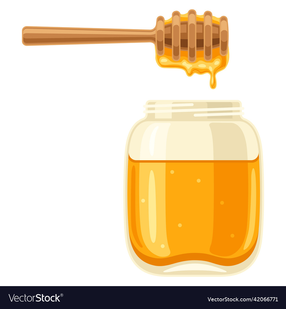 Honey jar with stick image Royalty Free Vector Image