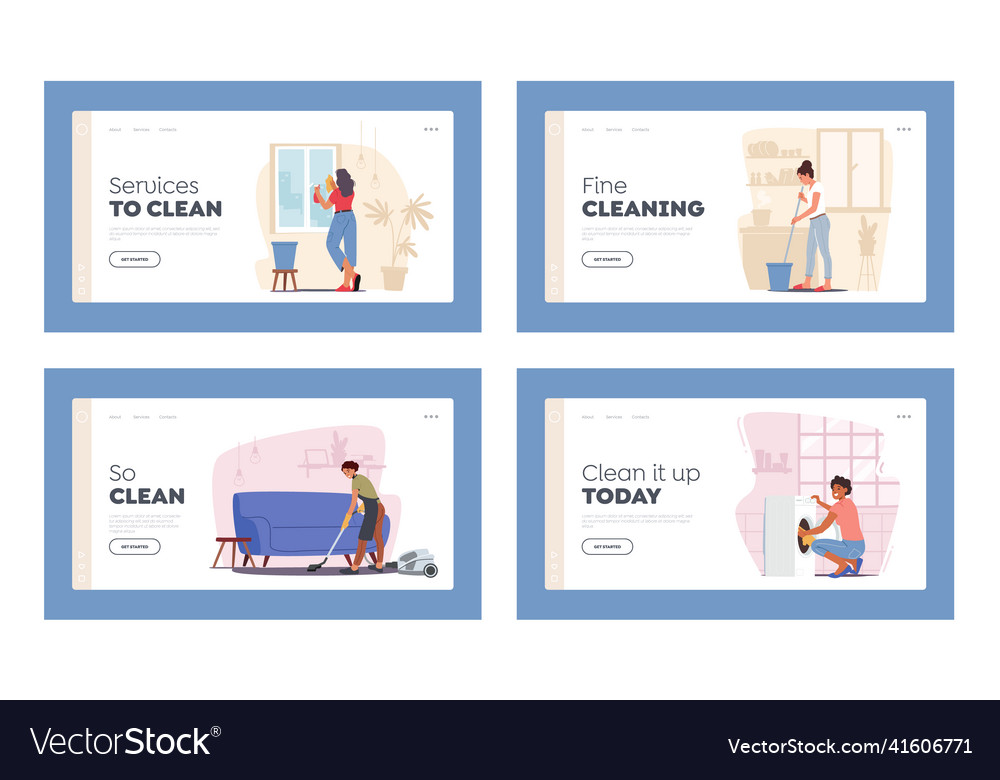 Household activities landing page template set