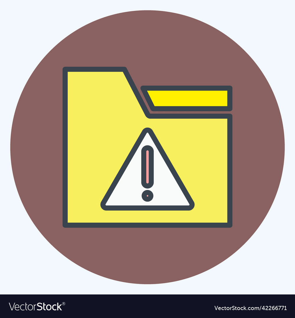 Icon warning on folder suitable for user vector image Icon warning on folder suitable for user