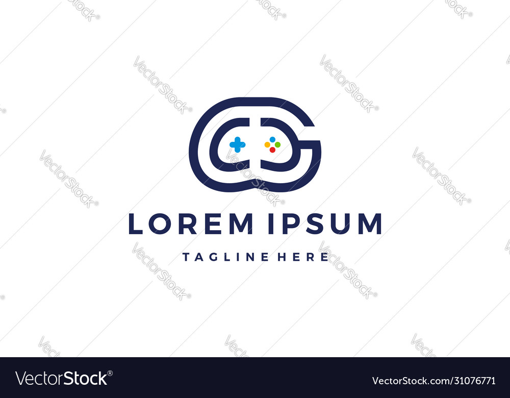 Initial g c d with joystick logo design concept