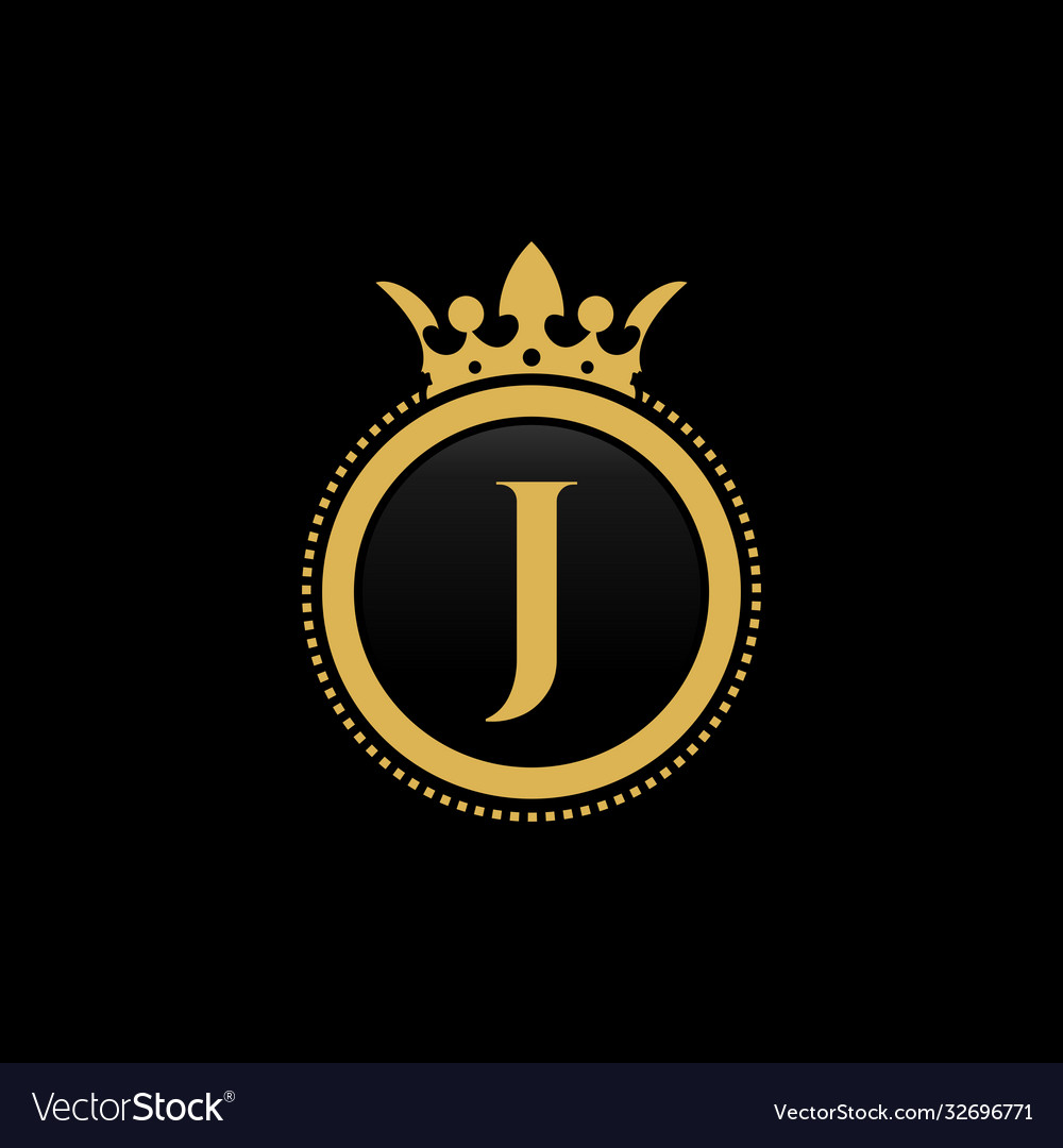 Letter j royal crown luxury logo design Royalty Free Vector