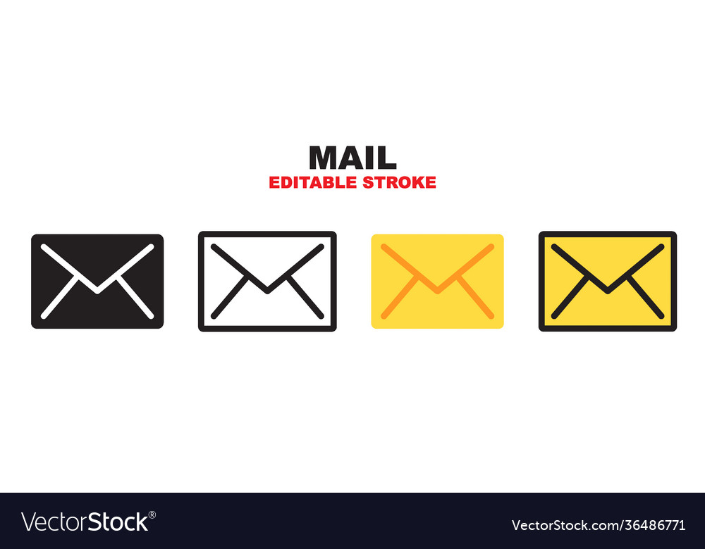 Mail icon set with different styles editable vector image Mail icon set with different styles editable