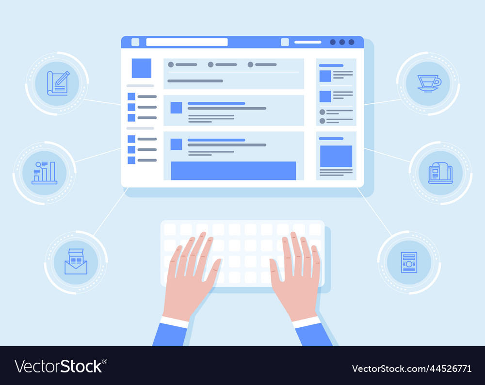 Man sitting at the table and working with laptop
