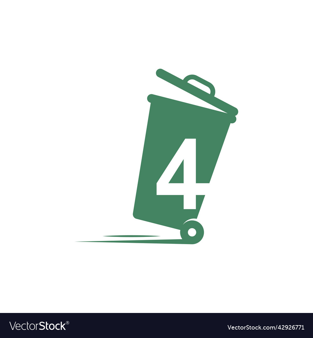 Number 4 in the trash bin icon template Vector Image Number 4 in the trash bin icon template