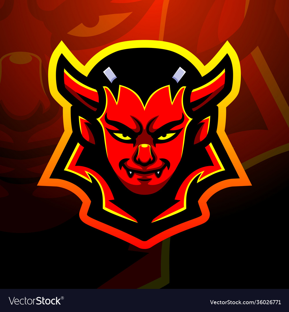 Satanic head mascot esport logo design Royalty Free Vector