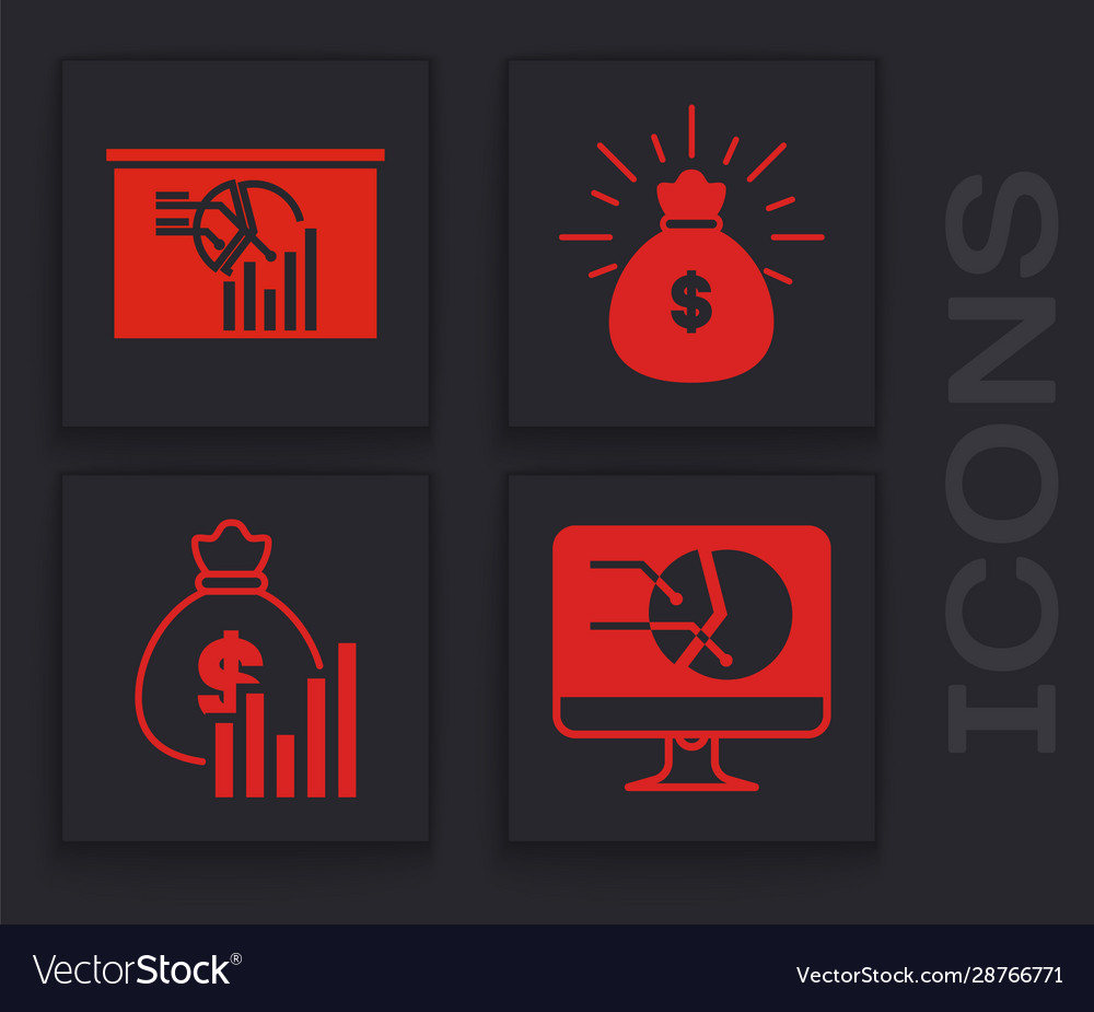 Set computer monitor with graph chart board vector image Set computer monitor with graph chart board