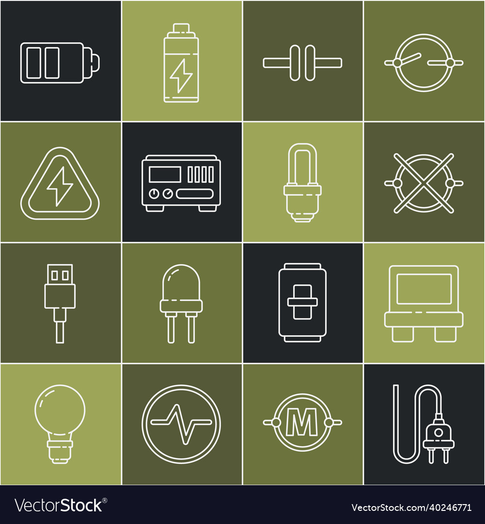 Set line electric plug fuse circuit scheme vector image Set line electric plug fuse circuit scheme