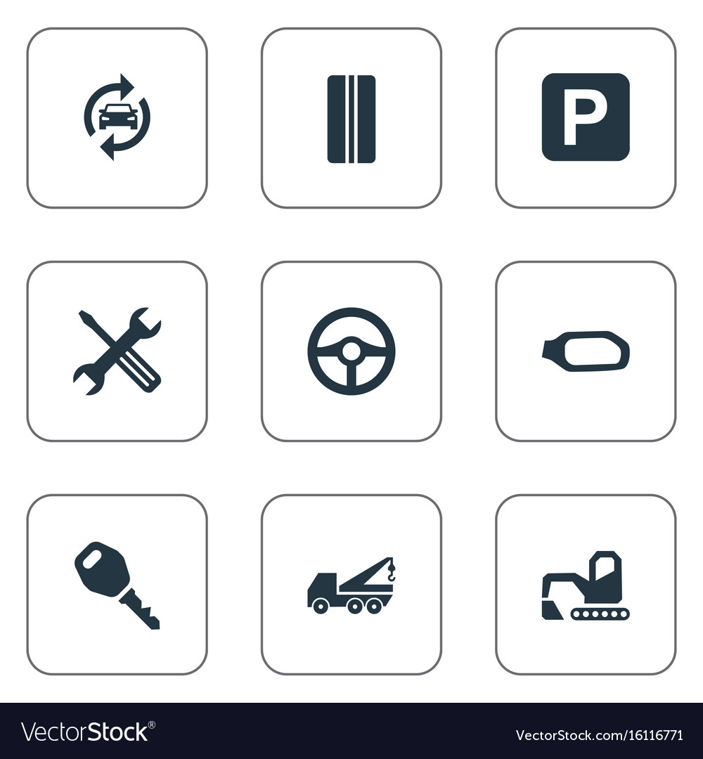 Set of simple automobile icons