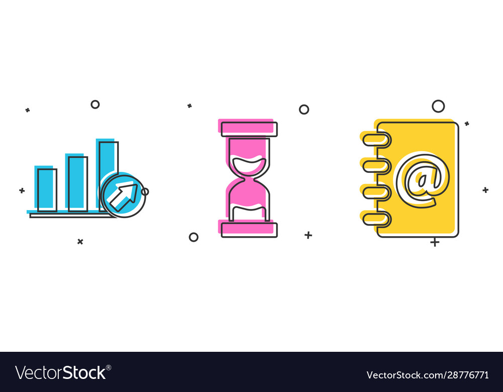 Set presentation financial with graph schedule vector image Set presentation financial with graph schedule