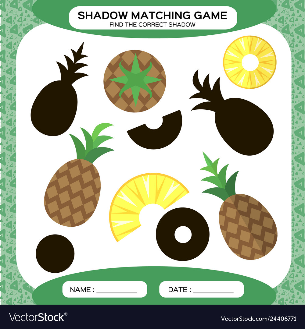 Shadow matching game find the correct shadows vector image Shadow matching game find the correct shadows