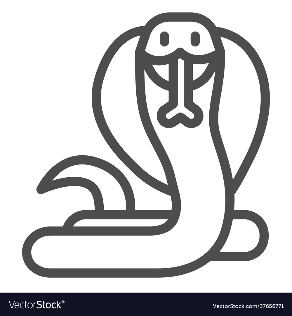 Snake cobra line icon worldwildlife concept