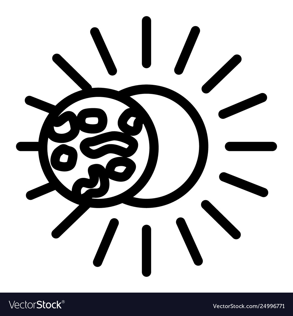 Solar eclipse line icon total eclipse Royalty Free Vector