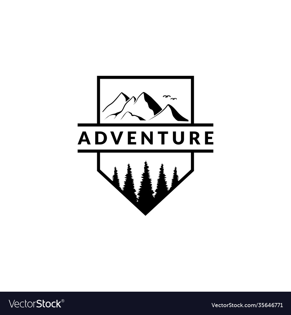 Vintage logo design adventure Royalty Free Vector Image