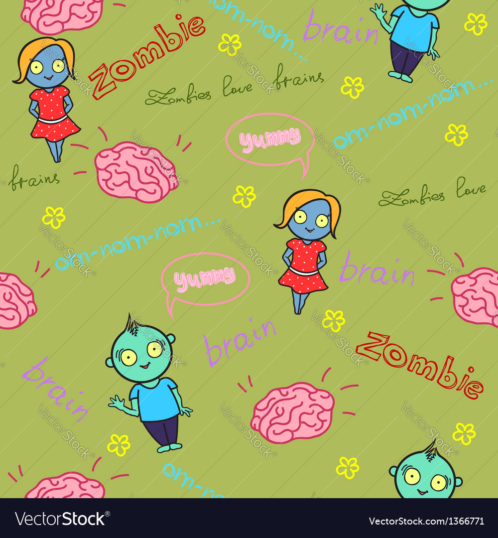 Zombies & Brains Seamless Pattern