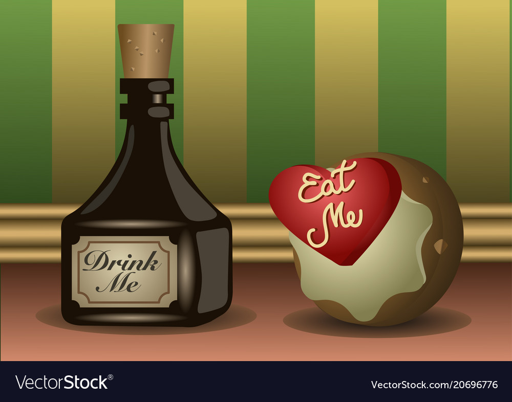 A little bottle and cookie with labels to eat