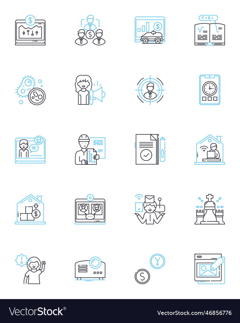 Active impact linear icons set movement motion