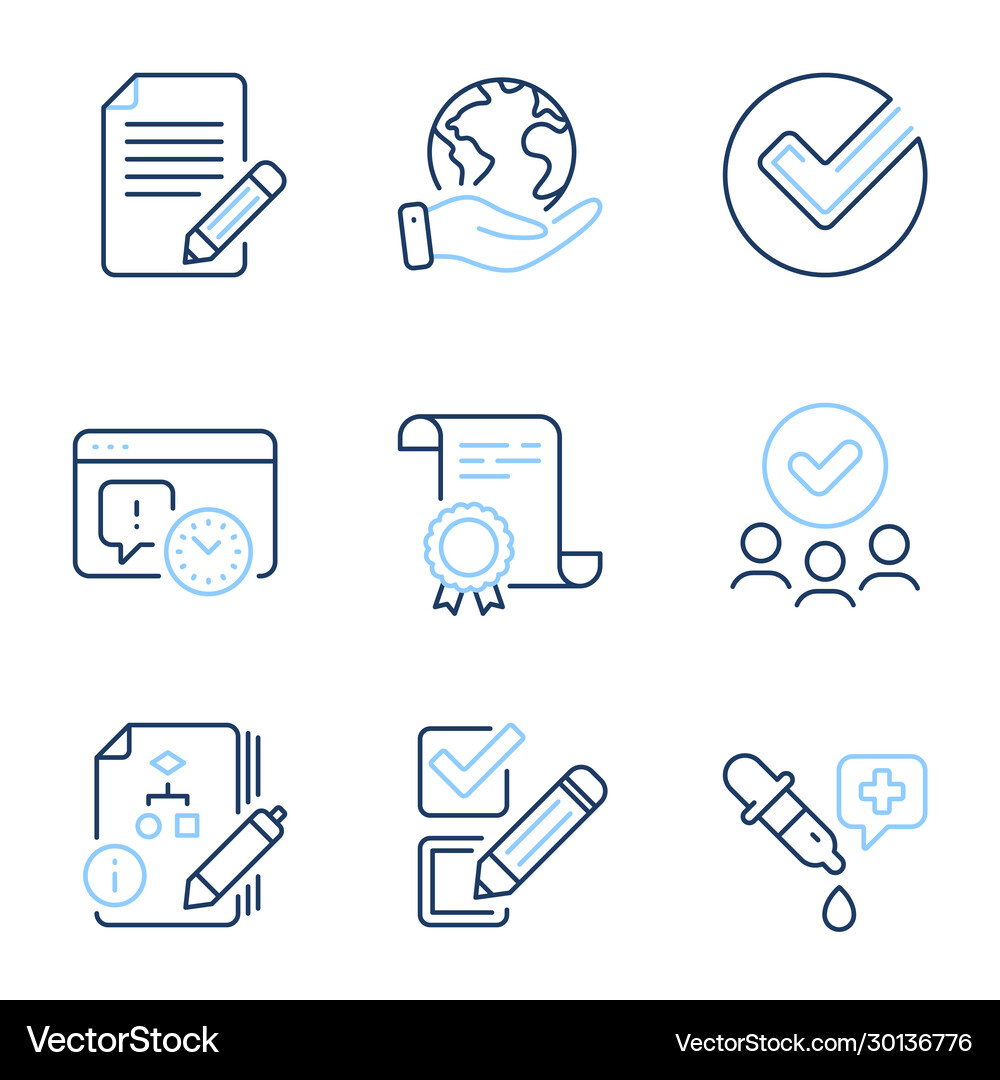 Article algorithm and chemistry pipette icons set Vector Image