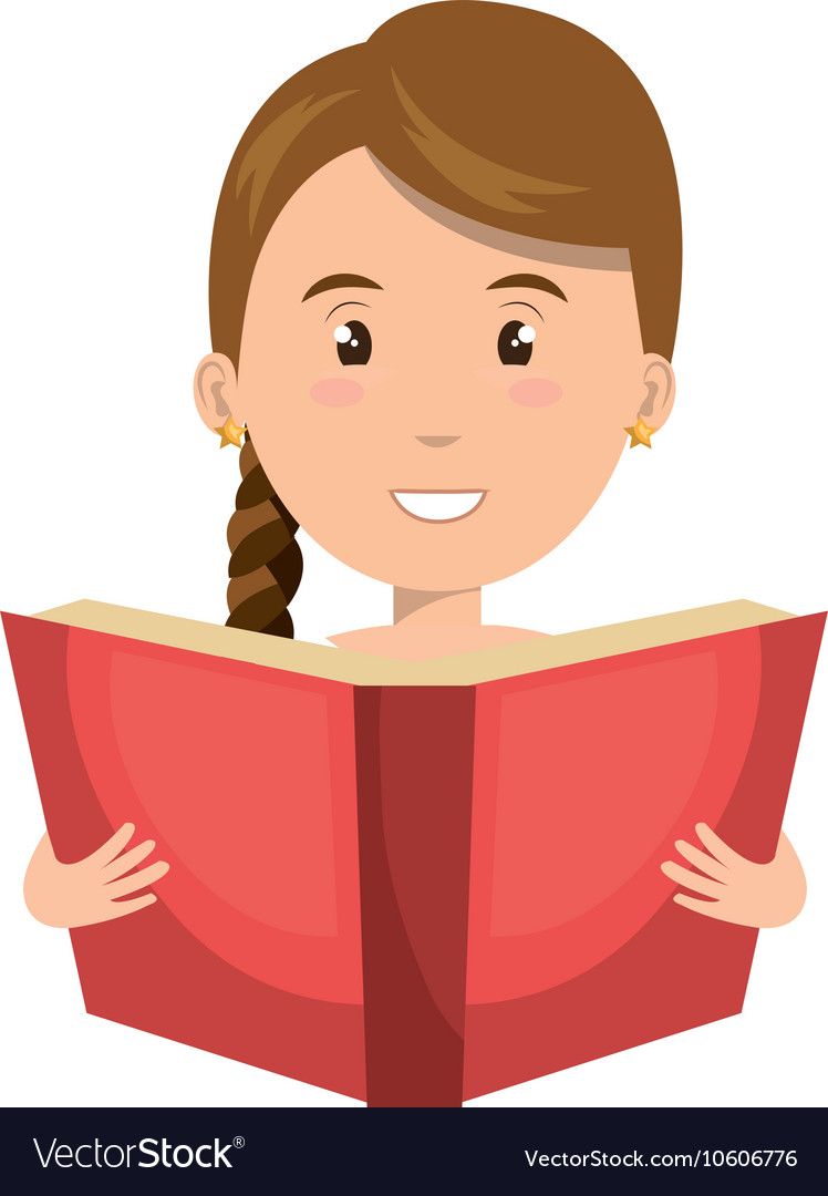 Avatar woman smiling with a book Royalty Free Vector Image